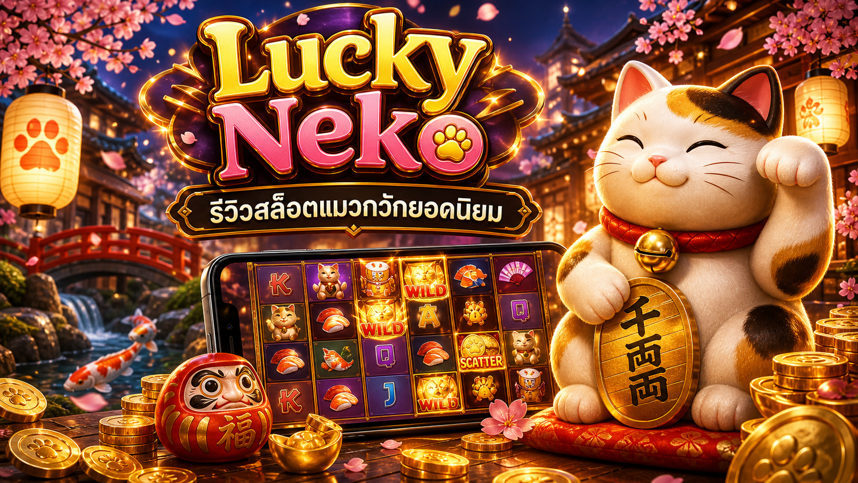 Lucky Neko รีวิวสล็อตแมวกวักจาก PG Soft