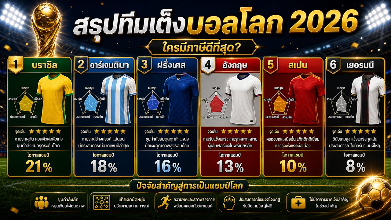 สรุปทีมเต็งบอลโลก 2026